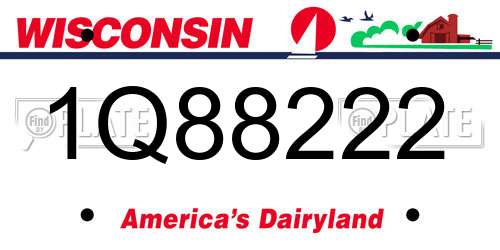 1Q88222 Wisconsin License Plate