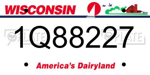 1Q88227 Wisconsin License Plate