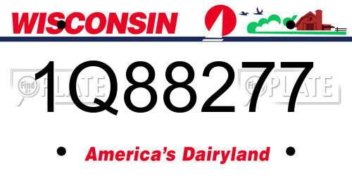 1Q88277 Wisconsin License Plate