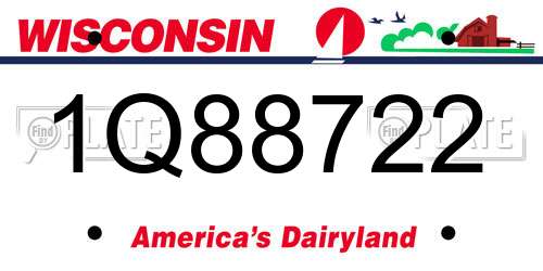 1Q88722 Wisconsin License Plate