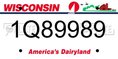 1Q89989 Wisconsin License Plate