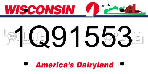 1Q91553 Wisconsin License Plate