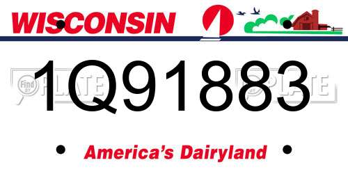 1Q91883 Wisconsin License Plate