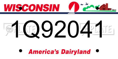 1Q92041 Wisconsin License Plate