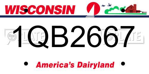 1QB2667 Wisconsin License Plate