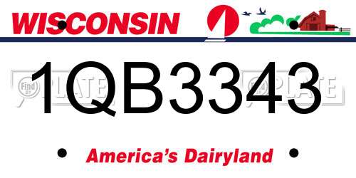 1QB3343 Wisconsin License Plate