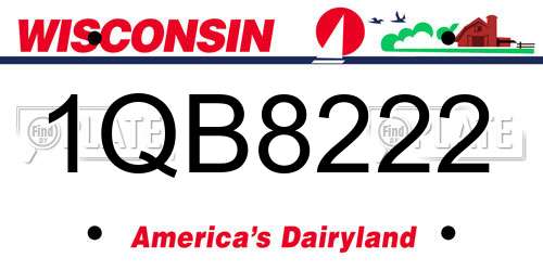 1QB8222 Wisconsin License Plate