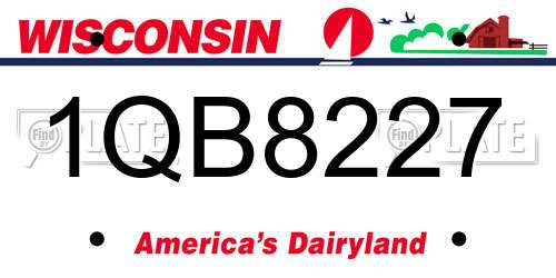 1QB8227 Wisconsin License Plate