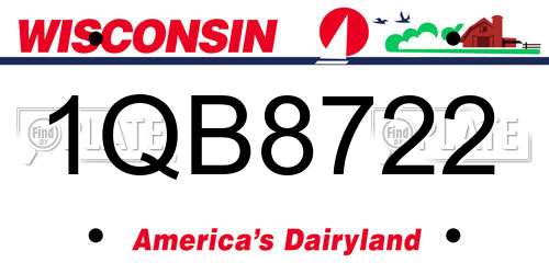 1QB8722 Wisconsin License Plate