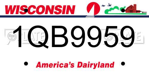 1QB9959 Wisconsin License Plate