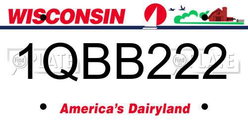 1QBB222 Wisconsin License Plate