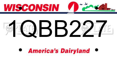 1QBB227 Wisconsin License Plate