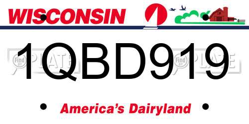 1QBD919 Wisconsin License Plate