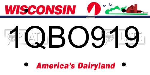 1QBO919 Wisconsin License Plate