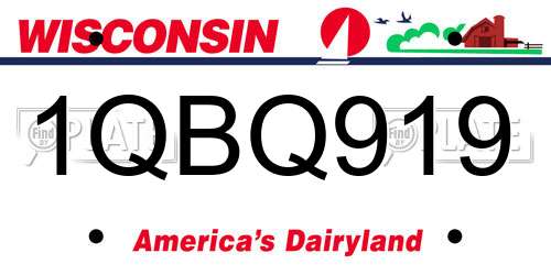 1QBQ919 Wisconsin License Plate