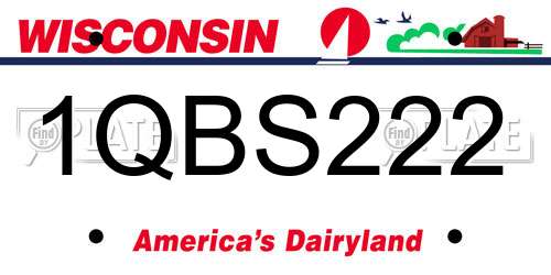 1QBS222 Wisconsin License Plate