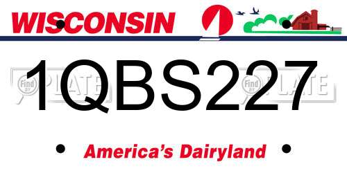 1QBS227 Wisconsin License Plate