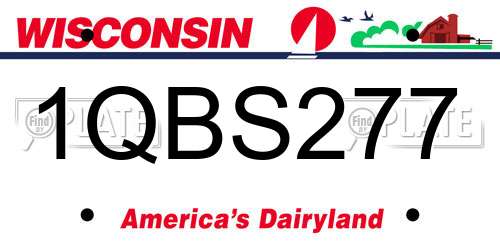1QBS277 Wisconsin License Plate