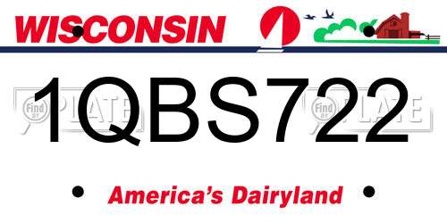 1QBS722 Wisconsin License Plate