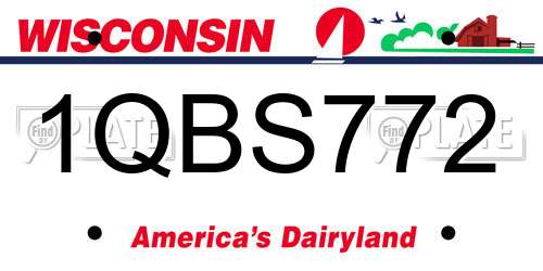 1QBS772 Wisconsin License Plate