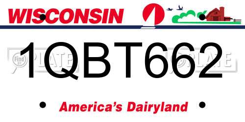 1QBT662 Wisconsin License Plate