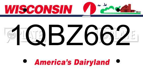 1QBZ662 Wisconsin License Plate