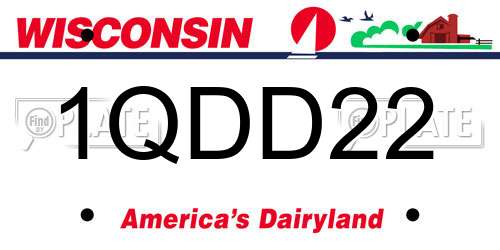 1QDD22 Wisconsin License Plate
