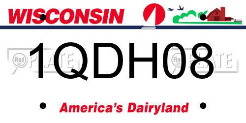 1QDH08 Wisconsin License Plate