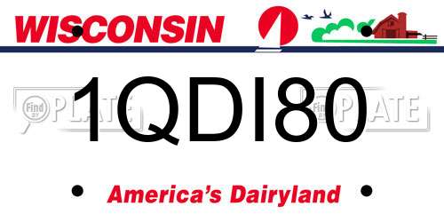 1QDI80 Wisconsin License Plate