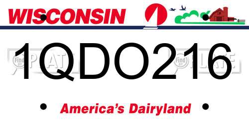 1QDO216 Wisconsin License Plate