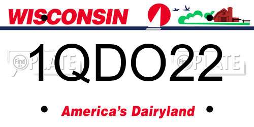 1QDO22 Wisconsin License Plate