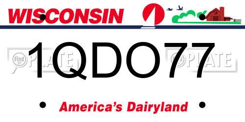 1QDO77 Wisconsin License Plate