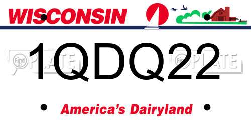 1QDQ22 Wisconsin License Plate