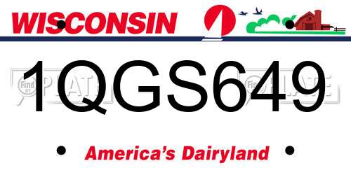 1QGS649 Wisconsin License Plate