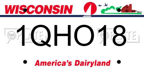 1QHO18 Wisconsin License Plate