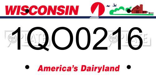 1QO0216 Wisconsin License Plate
