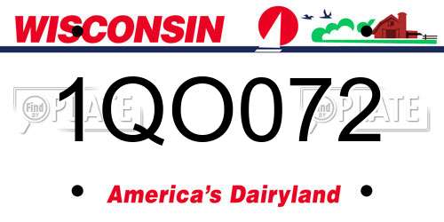 1QO072 Wisconsin License Plate