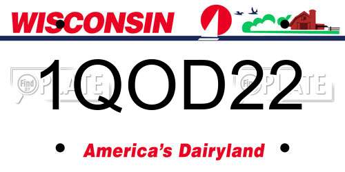 1QOD22 Wisconsin License Plate