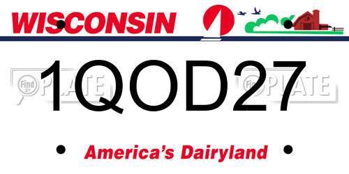 1QOD27 Wisconsin License Plate