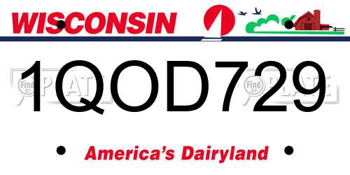 1QOD729 Wisconsin License Plate