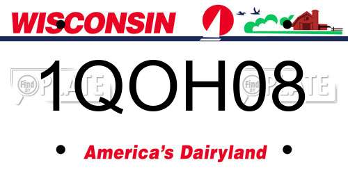 1QOH08 Wisconsin License Plate