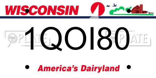 1QOI80 Wisconsin License Plate