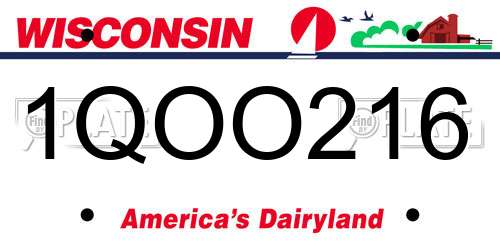 1QOO216 Wisconsin License Plate