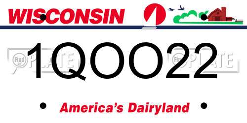 1QOO22 Wisconsin License Plate
