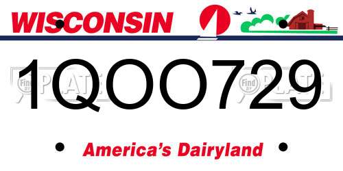 1QOO729 Wisconsin License Plate