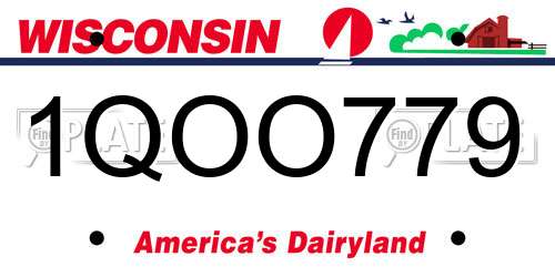 1QOO779 Wisconsin License Plate
