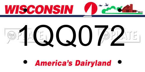 1QQ072 Wisconsin License Plate