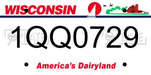 1QQ0729 Wisconsin License Plate