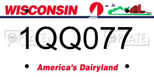 1QQ077 Wisconsin License Plate