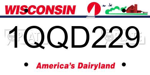 1QQD229 Wisconsin License Plate